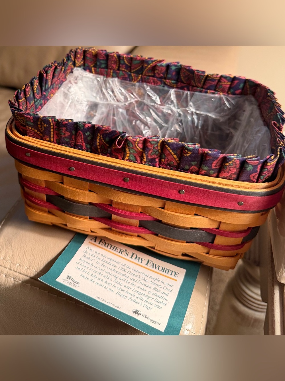 LONGABERGER 1996 FATHERS DAY ADDRESS BASKET SET